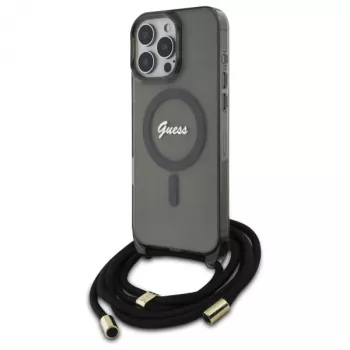 Guess GUHMP16LHCTSGNSK iPhone 16 Pro 6,3 inch merev tok Crossbody Cord Script MagSafe fekete