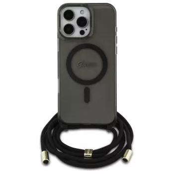 Guess GUHMP16LHCTSGNSK iPhone 16 Pro 6,3 inch merev tok Crossbody Cord Script MagSafe fekete