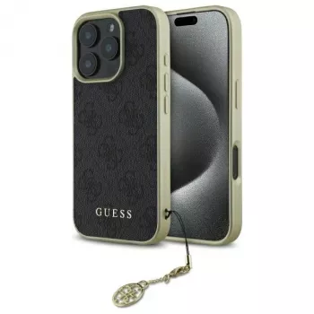 Guess GUHCP16LGF4GGR iPhone 16 Pro 6,3 inch fekete merev tok 4G Charms Collection