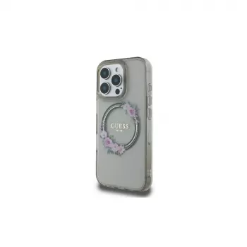 Guess GUHMP16LHFWFCK iPhone 16 Pro merev tok IML Flowers Wreath MagSafe fekete