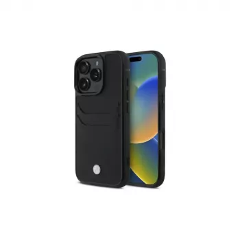 BMW Signature Leather merev tok kártyatartóval Apple iPhone 16 Pro Max 6,9 inch fekete