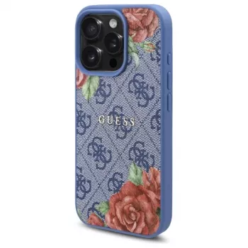 Guess GUHMP16XP4ROPEMCB iPhone 16 Pro Max 6,9 inch kék merev tok 4G Flowers Print MagSafe
