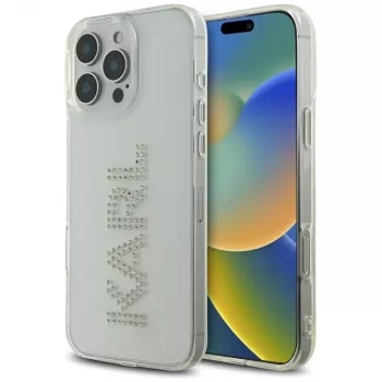 Karl Lagerfeld IML Rhinestones Logo tok iPhone 16 Pro, átlátszó