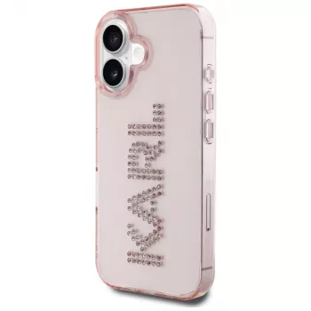 Karl Lagerfeld IML Rhinestones Logo hátlap iPhone 16, rózsaszín