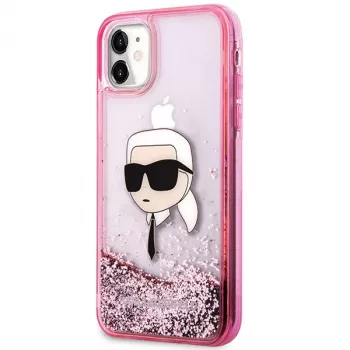 Karl Lagerfeld KLHCN61LNKHCP merev tok iPhone 11/XR készülékhez, rózsaszín, Glitter Karl Head