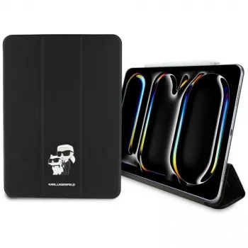 Karl Lagerfeld KLFC11PM24SAKCK iPad Pro 11 M4 2024 / M5 2025 könyvtok fekete Saffiano mágneses Karl & Choupette