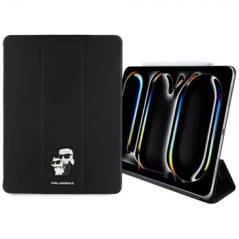 Karl Lagerfeld KLFC13PM24SAKCK iPad Pro 13 M4 2024 / M5 2025 könyvtok fekete Saffiano mágneses Karl & Choupette