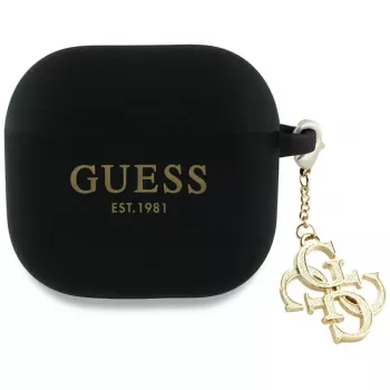 Guess szilikon 4G charm tok AirPods 4-hez - fekete