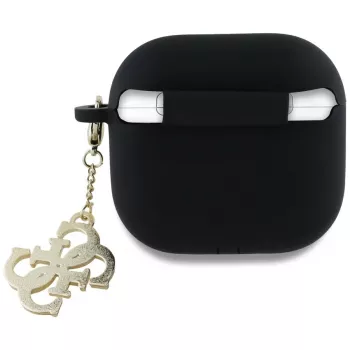 Guess szilikon 4G charm tok AirPods 4-hez - fekete