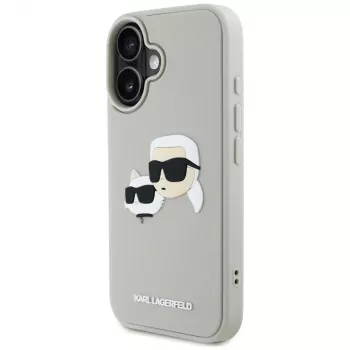 KARL LAGERFELD HC 3D gumi DoubleHeads tok Apple iPhone 16-hoz - bézs