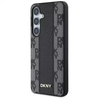 DKNY bőr kockás mintás MagSafe tok Samsung Galaxy S25-höz, fekete