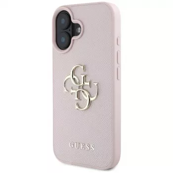 Guess Grained Big 4G Logo Small Classic Logo hátlap Apple iPhone 16-hoz - rózsaszín