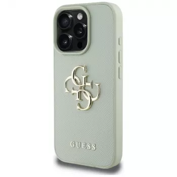 Guess Grained Big 4G Logo Small Classic Logo hátlap Apple iPhone 16 Pro Max-hez - zöld
