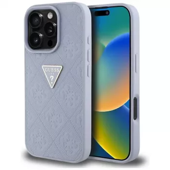 Guess Hot Stamp 4G Pattern Triangle Metal Logo tok iPhone 16 Pro Max-hez (lila)