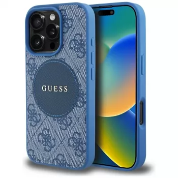 Guess 4G Circle Classic Logo MagSafe tok iPhone 16 Pro Max-hez, kék