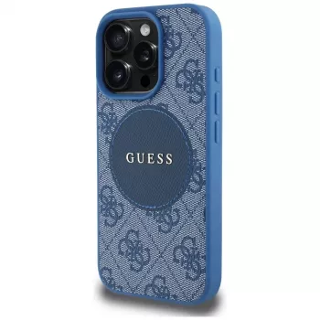 Guess 4G Circle Classic Logo MagSafe tok iPhone 16 Pro Max-hez, kék