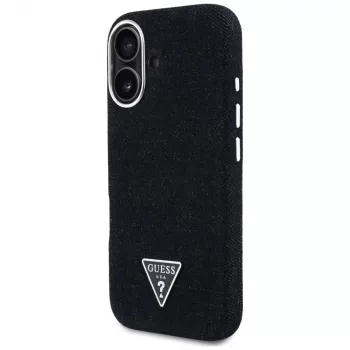 Guess Denim Triangle Logo MagSafe tok iPhone 16 készülékhez, fekete