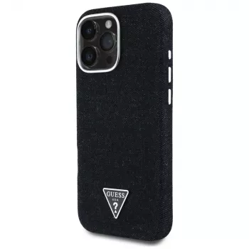 Guess Denim Triangle Logo MagSafe tok Apple iPhone 16 Pro Max készülékhez, fekete
