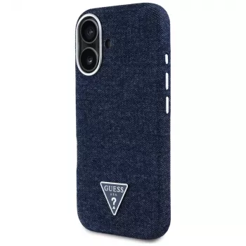 Guess Denim Triangle Logo MagSafe tok iPhone 16 készülékhez, kék
