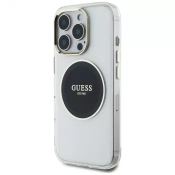 Guess IML Metal Colored Circle Classic Logo MagSafe tok iPhone 16 Pro készülékhez (fekete)