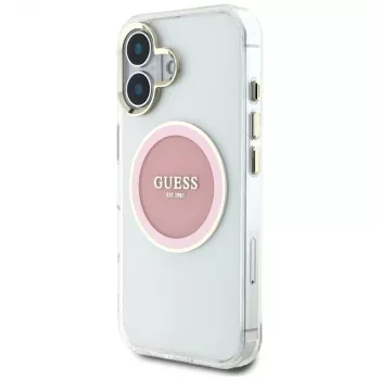 Guess IML Metal Colored Circle Classic Logo MagSafe tok iPhone 16 készülékhez (rózsaszín)
