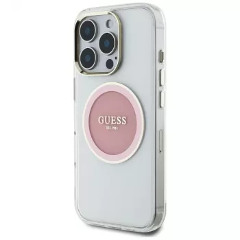 Guess IML Metal Colored Circle Classic Logo MagSafe tok iPhone 16 Pro készülékhez (rózsaszín)