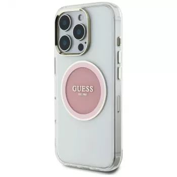 Guess IML Metal Colored Circle Classic Logo MagSafe tok iPhone 16 Pro Max készülékhez (rózsaszín)
