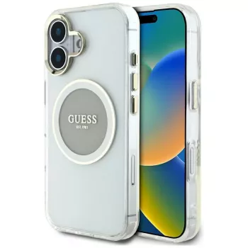 Guess IML Metal Colored Circle Classic Logo MagSafe tok iPhone 16 készülékhez (szürke)