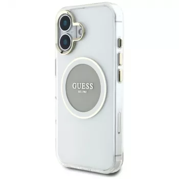 Guess IML Metal Colored Circle Classic Logo MagSafe tok iPhone 16 készülékhez (szürke)