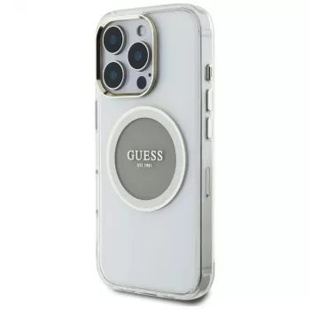 Guess IML Metal Colored Circle Classic Logo MagSafe tok iPhone 16 Pro készülékhez (szürke)