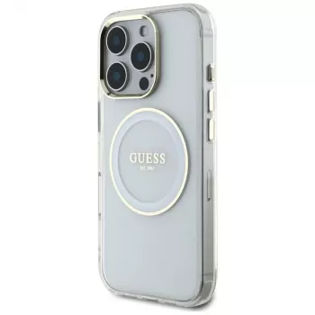 Guess IML Metal Colored Circle Classic Logo MagSafe tok iPhone 16 Pro készülékhez (fehér)