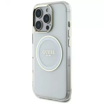 Guess IML Metal Colored Circle Classic Logo MagSafe tok iPhone 16 Pro Max készülékhez (fehér)