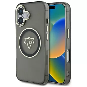 Guess IML Metal Mountain Logo MagSafe tok iPhone 16 készülékhez (fekete)