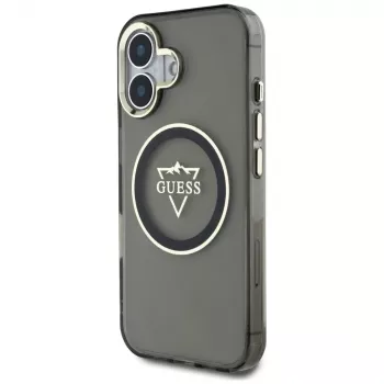 Guess IML Metal Mountain Logo MagSafe tok iPhone 16 készülékhez (fekete)