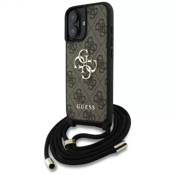 Guess 4G Big Logo Cord Strap Crossbody tok iPhone 16 Plus készülékhez - barna