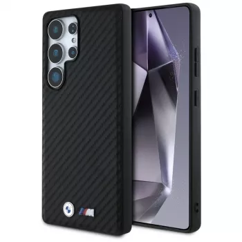 BMW Leather Carbon MagSafe tok Samsung Galaxy S25 Ultra készülékhez, fekete