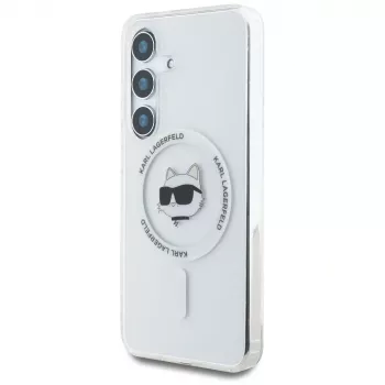 Karl Lagerfeld Button Choupette Head Printed Logo MagSafe tok Samsung Galaxy S25+ készülékhez, fehér