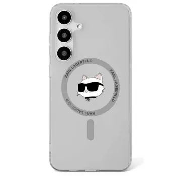 Karl Lagerfeld Button Choupette Head Printed Logo MagSafe tok Samsung Galaxy S25 készülékhez, fekete