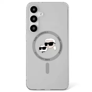 KARL LAGERFELD Button Karl & Choupette Heads Printed Logo MagSafe tok Samsung Galaxy S25 készülékhez, fekete