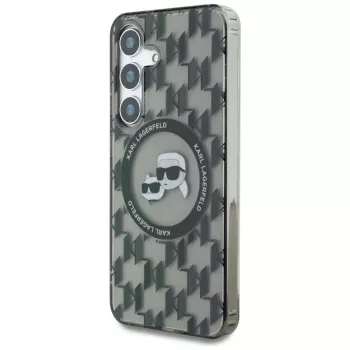 Karl Lagerfeld Button Karl & Choupette Heads On KL Pattern MagSafe tok Samsung Galaxy S25 készülékhez, fekete