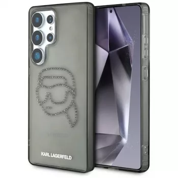 Karl Lagerfeld Rhinestones Karl Head Logo tok Samsung Galaxy S25 Ultra készülékhez, fekete