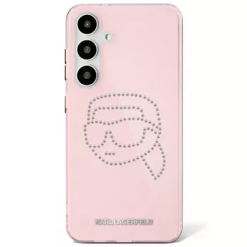 Karl Lagerfeld Rhinestones Karl Head Logo tok Samsung Galaxy S25 készülékhez (rózsaszín)
