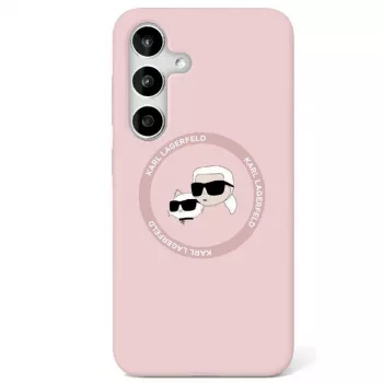Karl Lagerfeld Silicone DoubleHeads And Circle MagSafe tok Samsung Galaxy S25+ készülékhez, rózsaszín