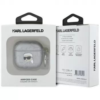 Karl Lagerfeld Monogram Karl Head tok AirPods 4 készülékhez (ezüst)
