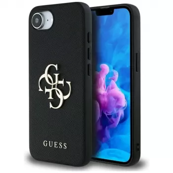 Guess Grained Big 4G Logo Small Classic Logo telefontok iPhone 16e készülékhez (fekete)