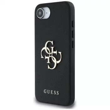Guess Grained Big 4G Logo Small Classic Logo telefontok iPhone 16e készülékhez (fekete)