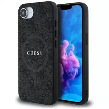 Guess 4G Ring Classic Logo MagSafe tok iPhone 16e készülékhez (fekete)