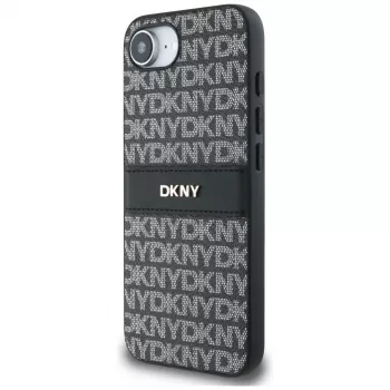 DKNY Repeat Texture Pattern with Tonal Stripe tok iPhone 16e / 17e készülékhez, fekete