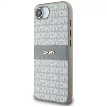 DKNY Repeat Texture Pattern with Tonal Stripe tok iPhone 16e / 17e készülékhez, bézs