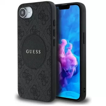 Guess 4G Circle Classic Logo MagSafe tok iPhone 16e készülékhez - fekete